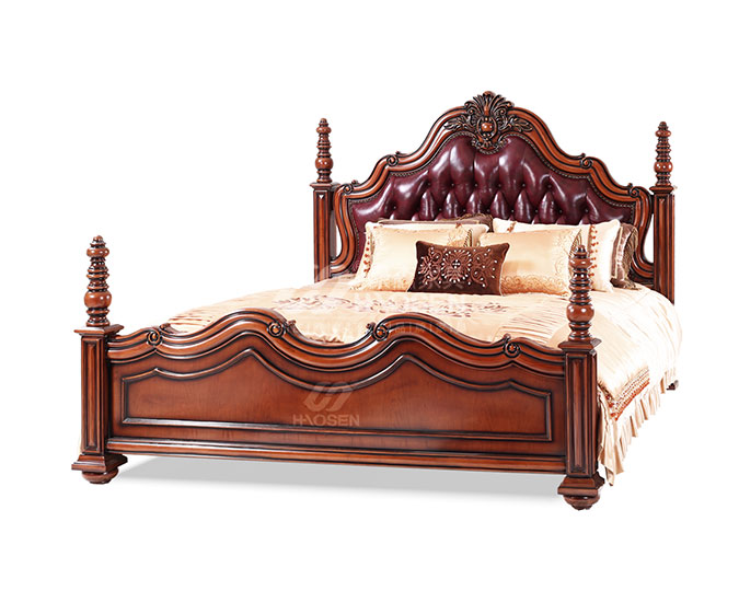 美式全实木复古卧室床